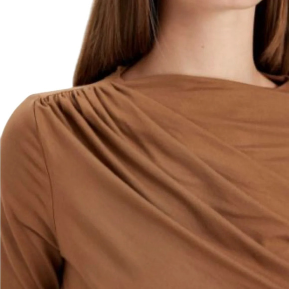 Cocoa Shirred Pleated Stretch Knit Top OS - Picture 2 of 6